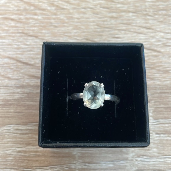 Sterling Silver Clear Blue Quarts Minimalist Ring Sz 7 1/2 NWOT - Picture 1 of 4